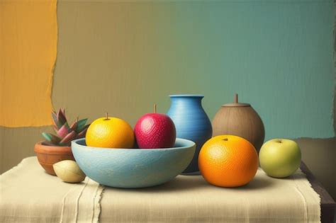 Premium Ai Image A Still Life Of Fruit On A Table