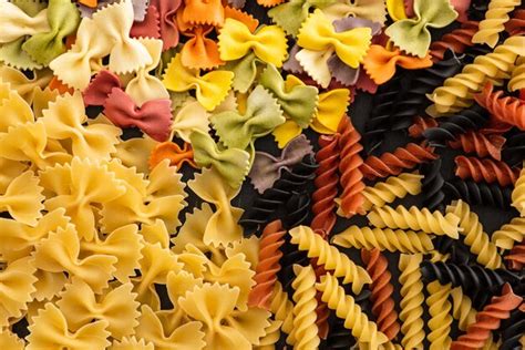 Premium Photo Top View Of Various Raw Colorful Italian Pasta