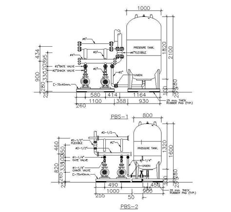 Water Pump Detail Of The Pressure Tank Presented In This Autocad