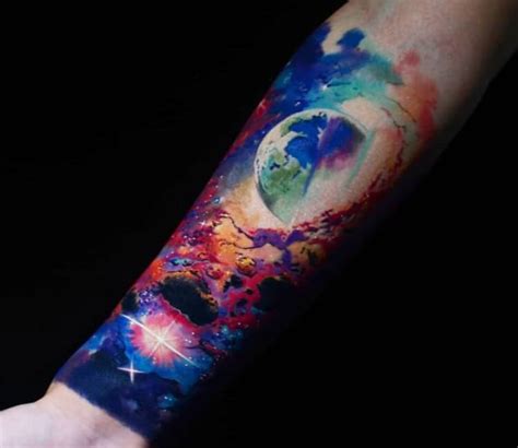 Planet in Star Nebula tattoo by Tattoo Zhuzha | Post 32148