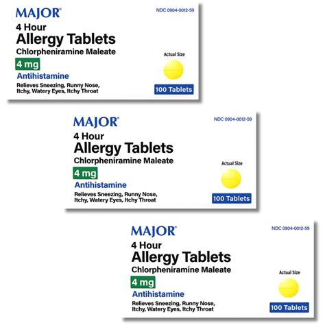 Major Chlorpheniramine Maleate 4mg 100 Tablets 3 Pack Exp 5 2025 Ebay