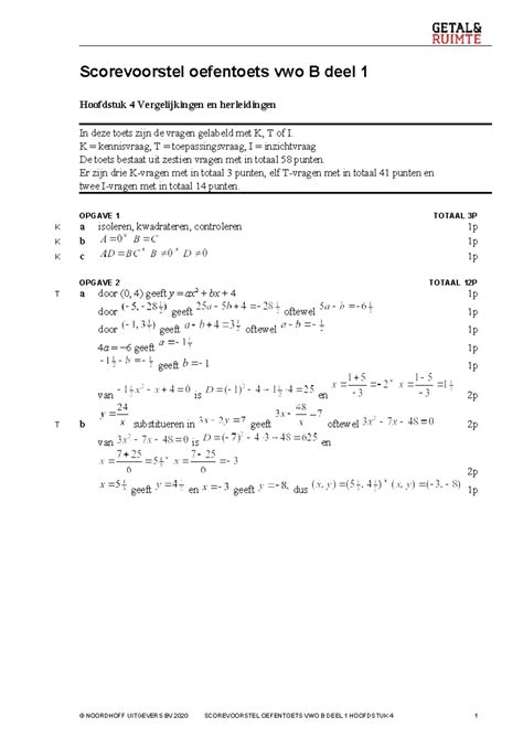 Vwob H Oefentoets Scorevoorstel Scorevoorstel Oefentoets Vwo B Deel