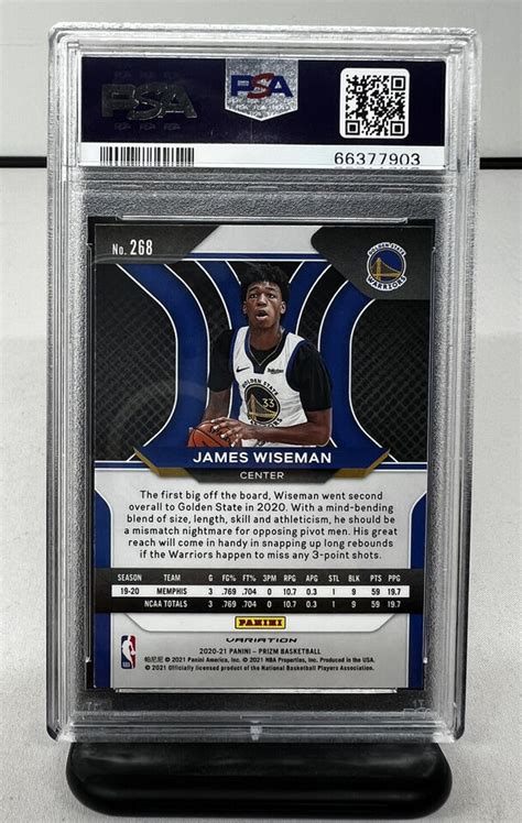 2020 Panini Prizm James Wiseman Variation 268 Rookie RC MINT PSA 9 EBay