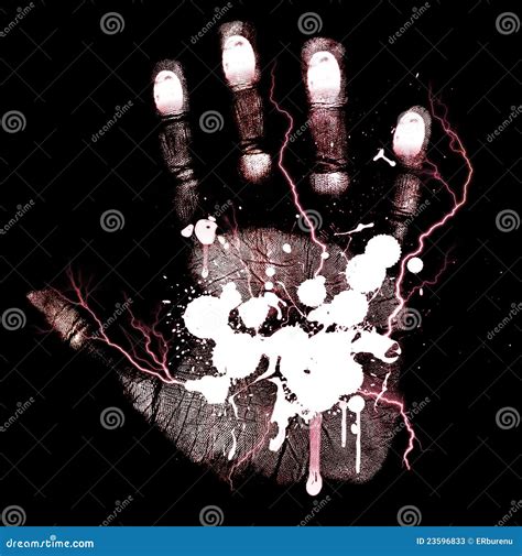 Bloody Hand Print Set Isolated White Background Horror Scary Blood