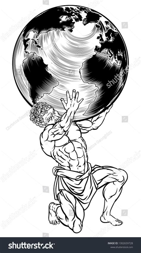 Atlas Titan Greek Mythology Holding Sky Stock Vector (Royalty Free ...