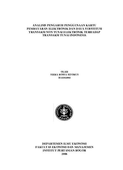 Analisis Pengaruh Penggunaan Kartu Pembayaran Elektronik Dan Daya