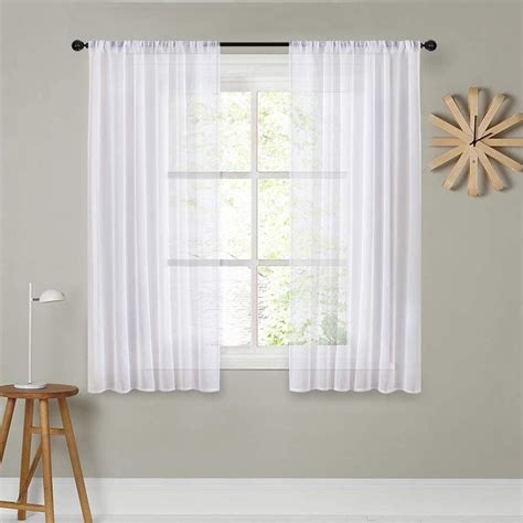 Amazon Mrtrees Sheer White Curtains Living Room Inches Long