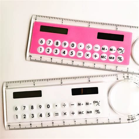 Mini Ultra Thin Straight Ruler With Solar Calculator Magnifier