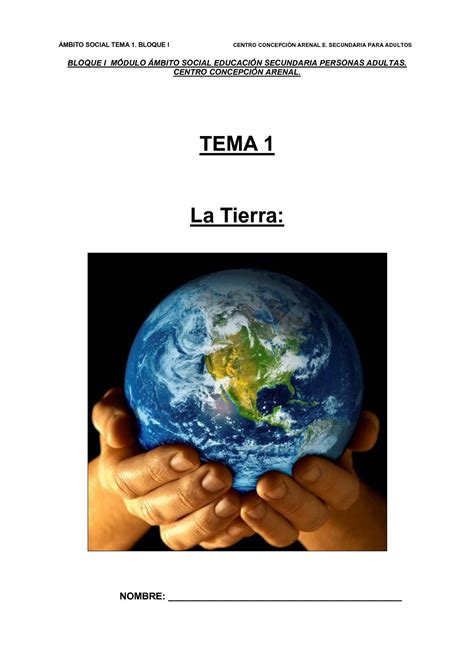 Calam O Tema La Tierra Bloque Espa Sociales