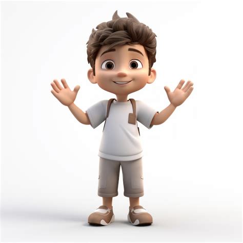 Premium Photo Realistic 3d Cartoon Boy Waving Arms Vray Tracing Maya