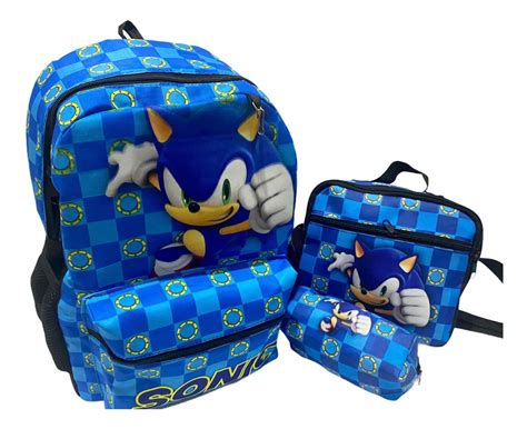 Kit Mochila Sonic De Costas mochila Lancheira Estojo Frete grátis