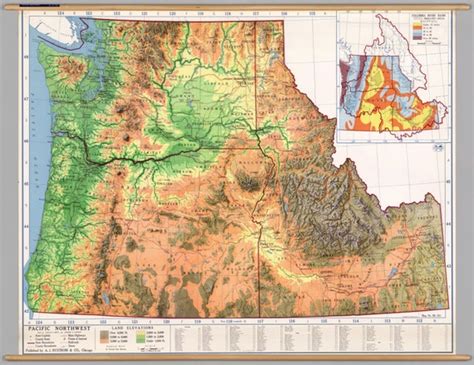 Pacific Northwest Vintage Physical Map Poster By Glacierharbour