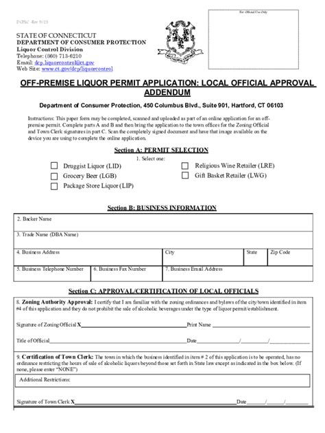 Fillable Online OFF PREMISE LIQUOR PERMIT APPLICATION Fax Email Print