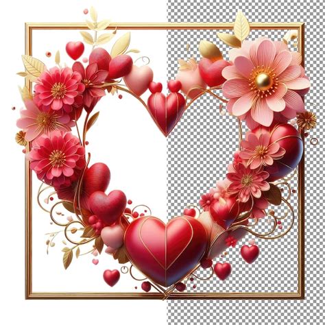 Premium Psd Heartfelt Embrace Isolated D Heart Frame On Png Background