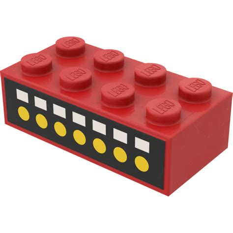 Lego Red Brick 2 X 4 With 7 White Squares And 7 Yellow Dots Sticker 3001 Brick Owl Lego