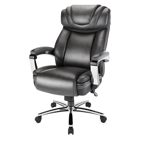 Realspace Axton Big And Tall Bonded Leather High Back Chair Dark Graychrome