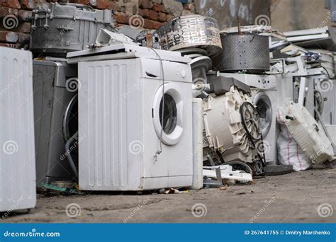 Old Washing Machines and Other Broken Home Appliance at Local Scrap ...