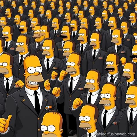 An Army Of Oj Simpsons Wearing Black Gloves Prompts Stable Diffusion