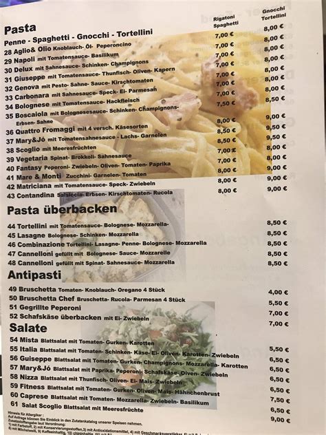 Speisekarte Von Pizza Da Giuseppe M Hlhausen