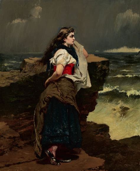 Fisher Girl By The Sea Classical Artworks Bay Paintings Prints