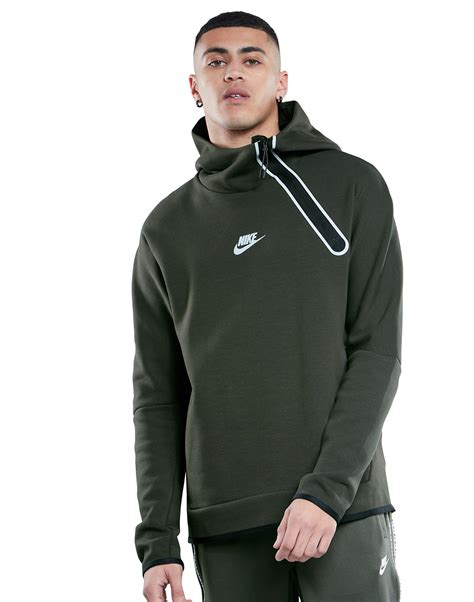 Nike Mens Tech Fleece Reflective Half Zip Hoodie Green Life Style Sports Eu