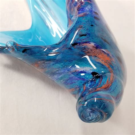 Vintage Blue Art Glass Conch Shell Hand Blown Murano Style Etsy