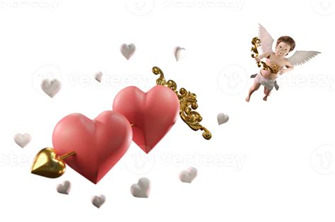 Couple Of Hearts Pierced By Arrow Of Shooting Cupid 18779123 Png