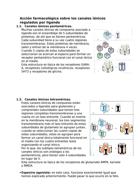 Acción farmacológica sobre los canales iónicos regulados por ligando