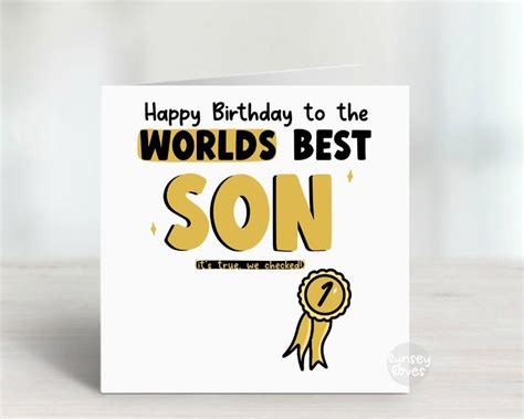 Funny Son Birthday Card Worlds Best Son Birthday Card Birthday Card