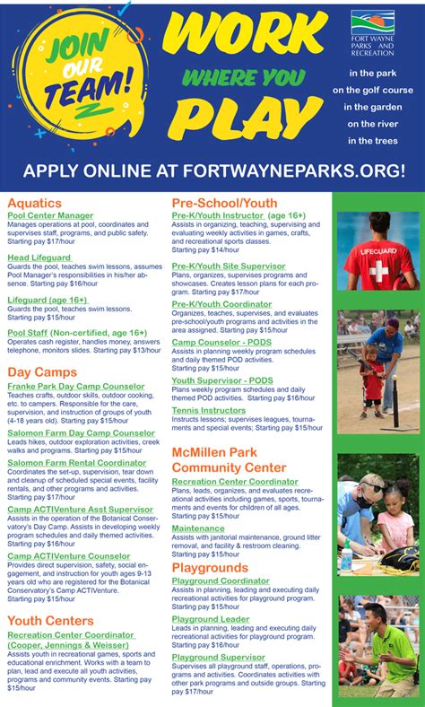 Park Jobs Fort Wayne Parks And Recreation