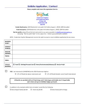 Fillable Online Exhibitor Application Contract Fax Email Print