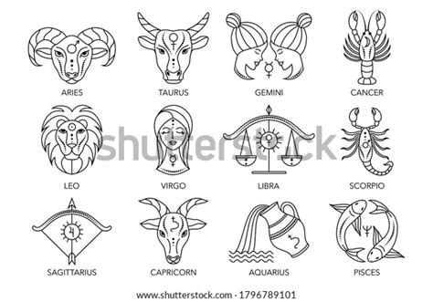 Collection Zodiac Signs On White Background Stock Vector Royalty Free 1796789101 Shutterstock