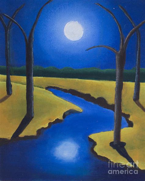 Night Sky Moon Painting at PaintingValley.com | Explore collection of ...