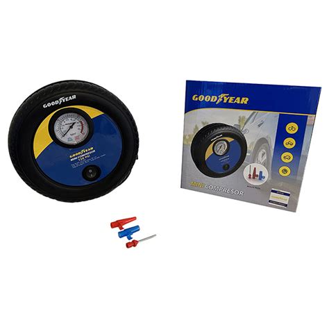 Albocar Compresor 12V Formato Rueda GOODYEAR Con Manometro 150PSI