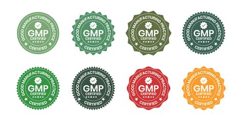 Gmp Certified Or Good Manufacturing Practice Certified Set Badge Stamp Icon Seal Label Tag