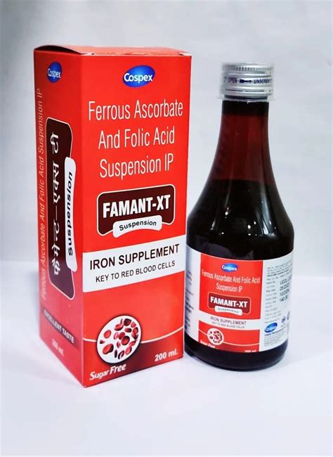 Famant Xt Ferrous Ascorbate Folic Acid Syrup Packaging Size Ml At