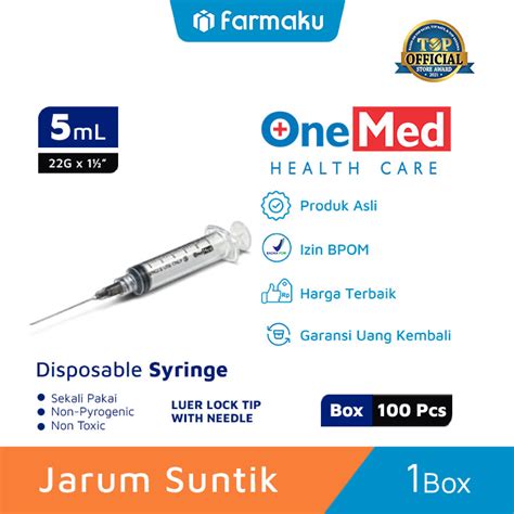 Onemed Syringe Jarum Suntik 5 Cc Box Isi 100 Pcs Farmaku