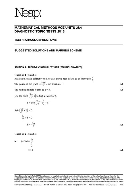 Maths Methods Units Dtt Solutions Mathematical Methods Vce