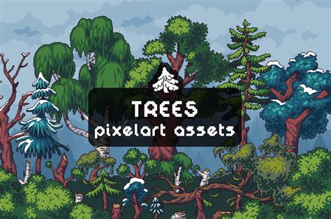 Free Tree Pixel Art Asset Pack On Behance