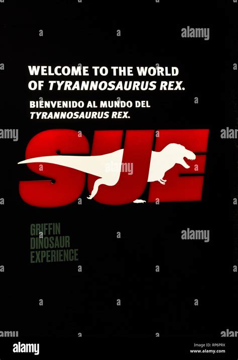 Sign at the entrance of the famous "Sue" the T. Rex exhibit. The Field ...