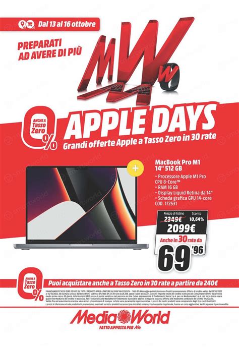 Volantino MediaWorld Apple Days 13 16 Ottobre IPhone MacBook E