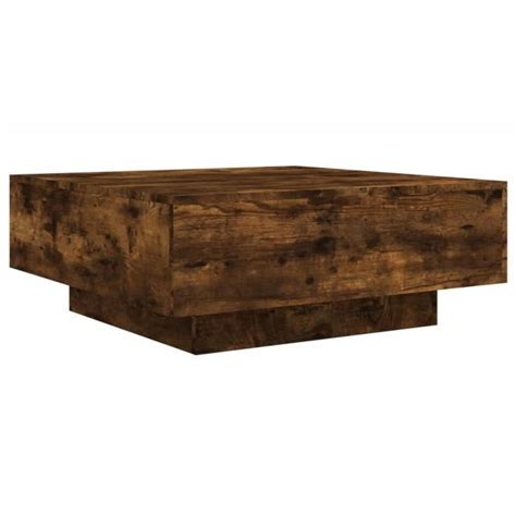 Mxzzand Table basse avec lumières LED chêne fumé 80x80x31 cm