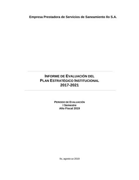 PDF INFORME DE EVALUACIÓN DEL PLAN ESTRATÉGICO EVALUACION DEL