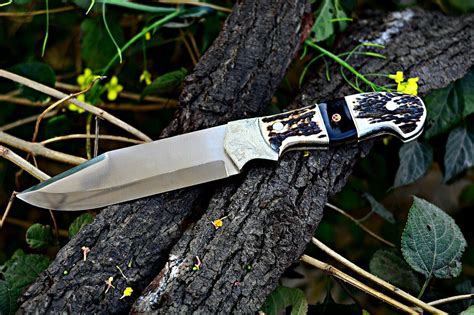 Custom Handmade High Carbon Steel Hunting Knife With Stag Horn Etsy