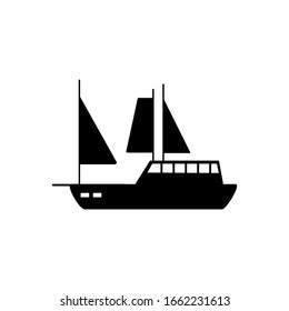 Illustration Vintage Fishing Trawler Schooner Blue Stock Vector