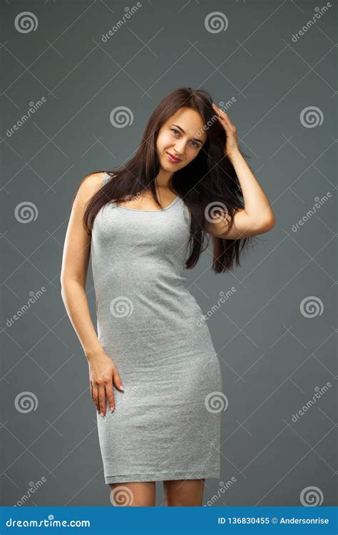Fashion Brunette Woman Stock Image Image Of Indoor 136830455