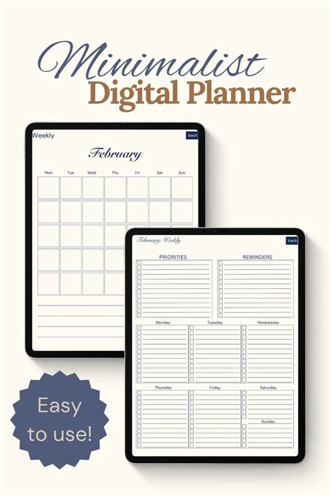 Undated Minimalist Digital Planner Digital Planner Ipad Planner