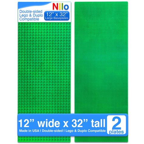 Buy 2 Green 2-Sided Base Plates for Lego & Duplo Builds by Nilo