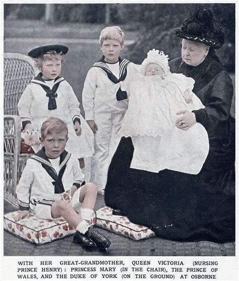 Framed Print of Queen Victoria with her four great-grandchildren 1900