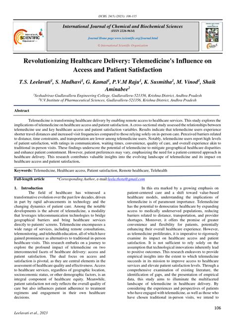 Pdf Revolutionizing Healthcare Delivery Telemedicines Influence On